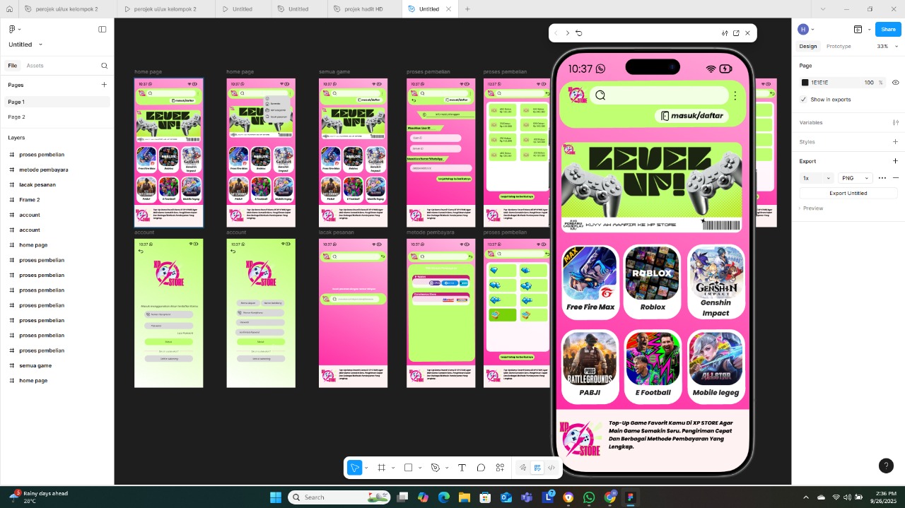 UI Aplikasi Top up "XP STORE"
